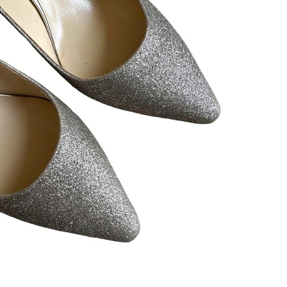 Jimmy Choo Romy 100 Silver Glitter Pointed Toe Stiletto High Heel Pumps EU 38 - Picture 3 of 12